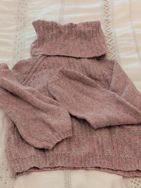 Only Dusty Rose Fold-Over Turtleneck Sweater
